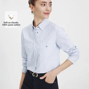Navigare Casual Cotton Long Sve Striped irt Women's Spring New Sle Commute Korean Sle Straight Cut Embroidered Butto... - AliExpress Shirts & Blouses