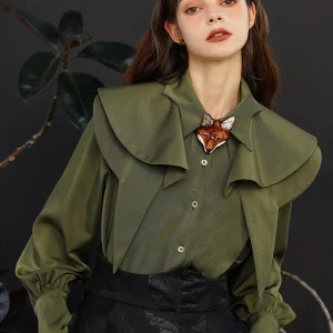 91-99cm Bust Spring Fall Shirts Original Design Women Vintage Elegant Loose Detachable Cape All-match White Shirts/Blouses - AliExpress Shirts & Blouses