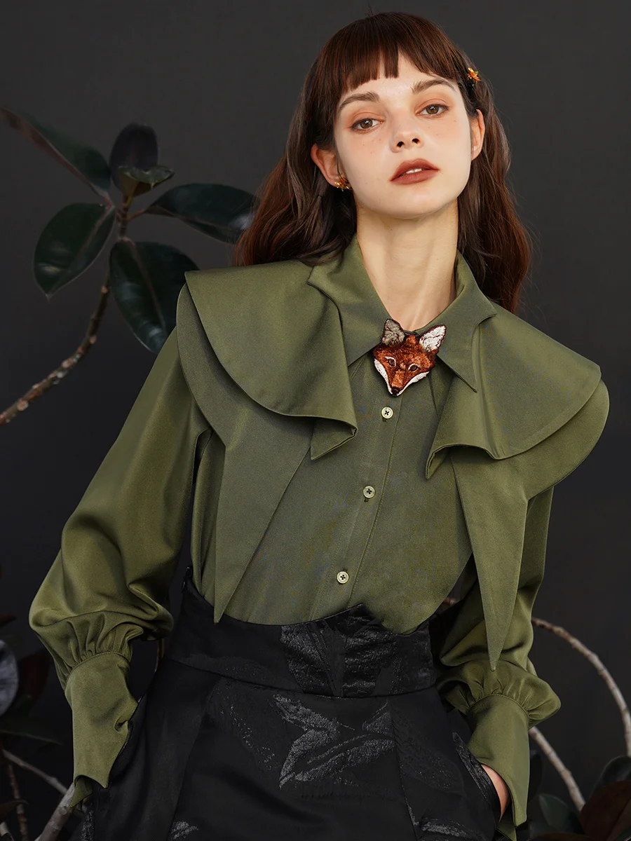 91-99cm Bust Spring Fall Shirts Original Design Women Vintage Elegant Loose Detachable Cape All-match White Shirts/Blouses - AliExpress Shirts & Blouses