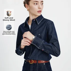 Navigare Women's Slim Fit Long Sve Floing Denim irt Spring New Sle Commute Sle Embroidered Detail Regular Length - AliExpress Shirts & Blouses