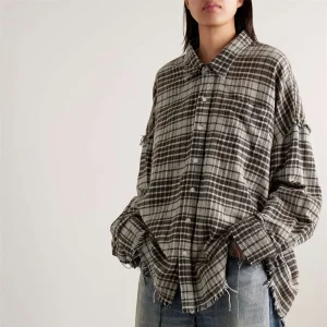 2025 Women's Fashion Shirt Pure Cotton Plaid Loose Casual Women's Shirt y2k New High Quality Versatile Top Cardigan bra - AliExpress Shirts & Blouses