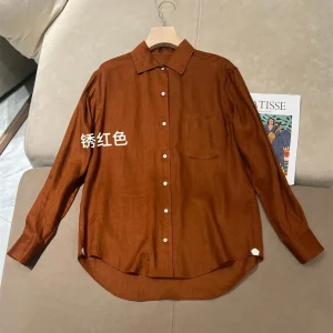 Women's Orange-red 100 Linen Blouses and Long-Sleeve Shirts - AliExpress Shirts & Blouses
