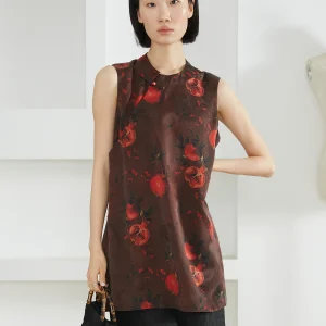 Silk Tunic Top with Side Slit Mid-Length Women's Original Design Straight Silk 100% Floral Print Special Offer Silk - AliExpress Shirts & Blouses
