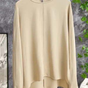 Silk Shirt Women's Straight Cut Long Sleeve Button down Asymmetrical Pleated 30 Momme Heavyweight True Silk Comfortable Sprin... - AliExpress Shirts & Blouses