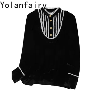 YOLANFAIRY Luxury Blouses for Women 2025 Autumn High-end 20% Mulberry Silk 80% Viscose Long Sleeve Shirts Woman Tops and Blouse - AliExpress Shirts & Blouses
