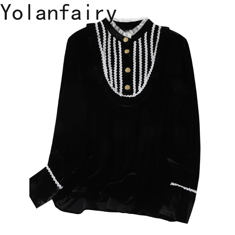 YOLANFAIRY Luxury Blouses for Women 2025 Autumn High-end 20% Mulberry Silk 80% Viscose Long Sleeve Shirts Woman Tops and Blouse - AliExpress Shirts & Blouses