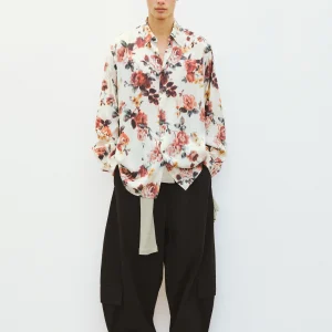 VERMO Rose Print Loose Silk Shirt Micro Luster Women's Fashion Casual Vintage Atmosphere Chic Style Long Sleeve Button up - AliExpress Shirts & Blouses