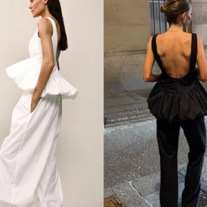 Elegant Dancer Spring Summer 2026 Puffy Cloud Flower Bud Hem U-Neck Backless Sleeveless Top Women's Casual Loose Fit Shirt - AliExpress Shirts & Blouses