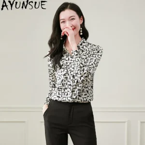 AYUNSUE 90% Silk Women's Blouses and Shirts Elegant Long Sleeve Tops for Woman Stylish Commuting Blouse Woman Clothes Ropa Mujer - AliExpress Shirts & Blouses