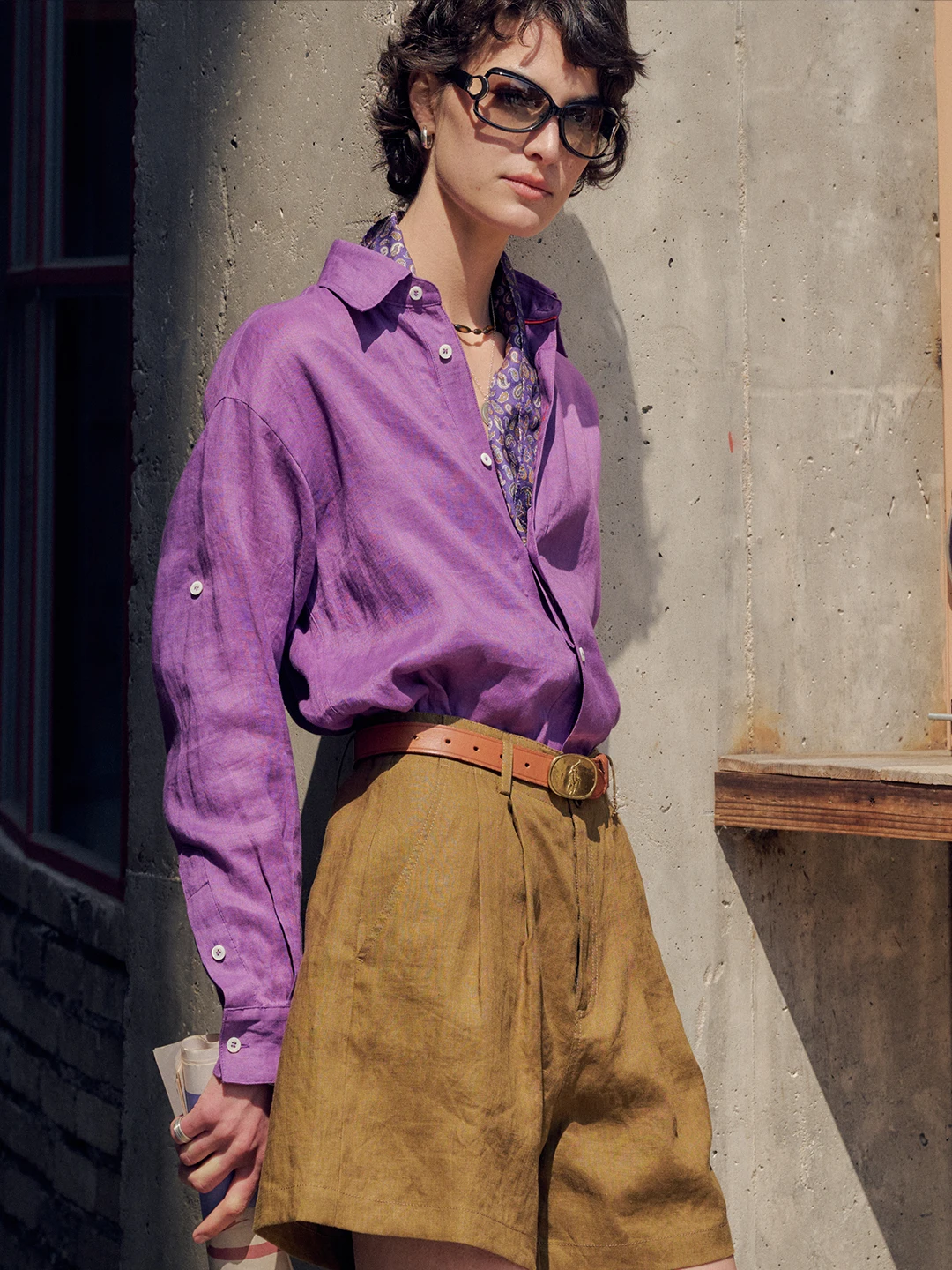 Vintage Natural Linen Purple Long Sleeve Shirt Elegant Commute Red Line Series Women's Loose Fit Shirt Breathable Spring Fashion - AliExpress Shirts & Blouses
