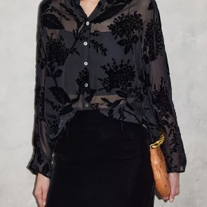 Winsleter-Bottom 100%Real Silk Elegant Shirt, V Neck Burning Floral, Women Design Sense Sheer Loose Blouse, 2026 Spring T61537CC - AliExpress Shirts & Blouses