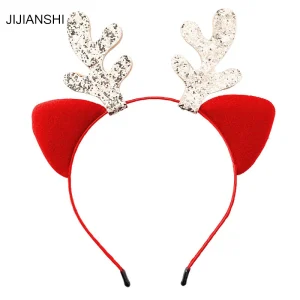 80pcs/set Cute Christmas Deer Headbands Cat Ears Hairbands Women Girls Anlters Hair Hoop Festival Party Headdress - AliExpress New Headwear