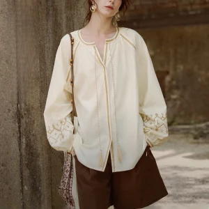 Elle Women's Long Sleeve Casual Shirt Vintage Design Summer New Style High Sensation Unique Leisure Small Audience Shirt - AliExpress Shirts & Blouses