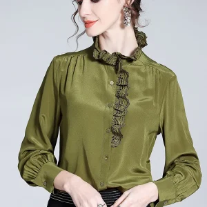AYUNSUE 100% Mulberry Silk Shirts for Women Spring Autumn Clothes High-end Elegant Womens Tops Stand Collar 2026 Блузка Женская - AliExpress Shirts & Blouses