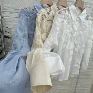 Temperament Elegant Embroidered Shirt For Women Lape Single Breasted Long Sleeve Blouse Tops - AliExpress Shirts & Blouses