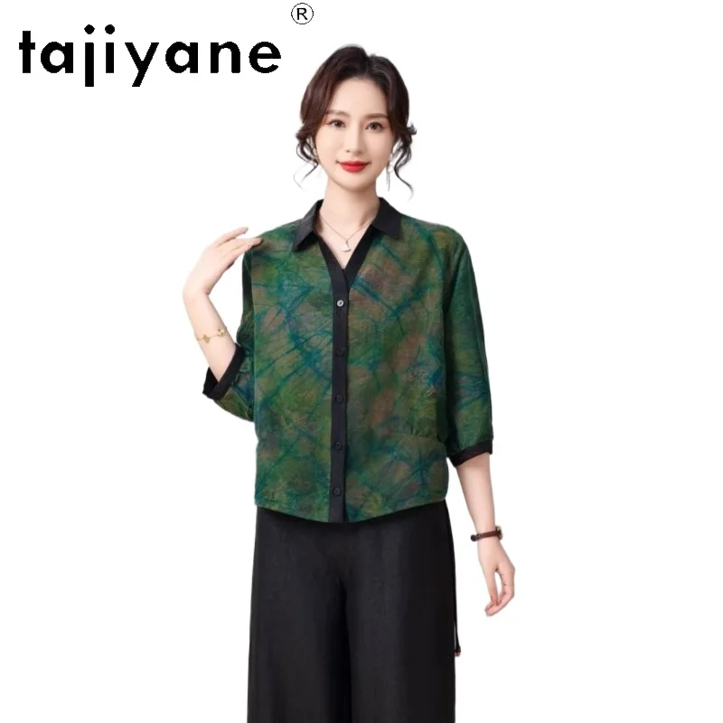 TAJIYANE 100% Mulberry Silk Shirt for Women Fashion Dark Green Blouse Xiangyun Sha Spring Tops New in Woman Clothes 2026 одежда - AliExpress Shirts & Blouses