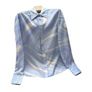 Spring Summer Fashion Party Vintage Floral Print Silk Blouses Women's Turn-down Collar Long Sleeve Casual Single Breasted Shirt - AliExpress Shirts & Blouses