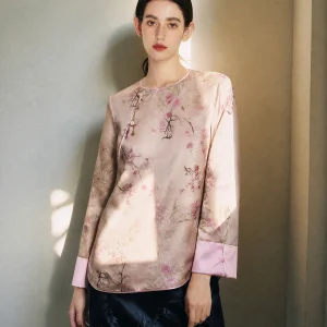 New Chinese Style Silk Yuzen Kimono Shirt Outerwear Women's Fashion Summer Breathable Long Sleeve round Neck Button up Top - AliExpress Shirts & Blouses