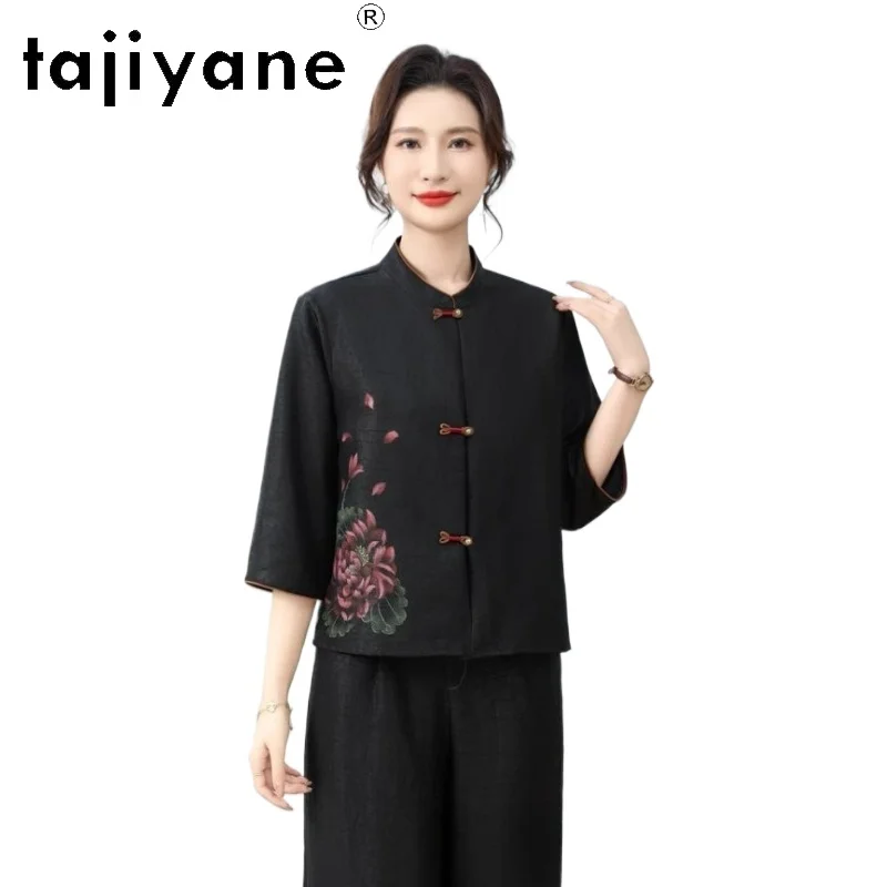 TAJIYANE 100% Real Mulberry Silk Blouse for Women Xiangyun Sha Hand-Printed Shirts Elegant Summer Tops 2026 Woman Clothes одежда - AliExpress Shirts & Blouses