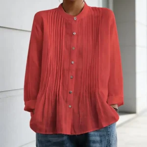 Breathable Long Sleeve Shirt Women’s Long Sleeve Shirt Stand Collar Button-up Blouse Pure Color Work Party Top for Wear Women - AliExpress Shirts & Blouses