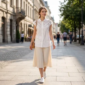 High End White Lace Out Blouse Women Elegant Embroidery Sleeveless Shirt Chic Luxury Office Lady Fashion Top  BC2104 - AliExpress Shirts & Blouses