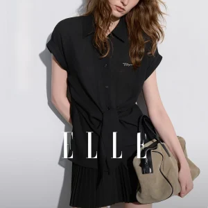 Elle Summer New Women's Shirt Bow Waist Embroidery Short Sleeve Silk Blend Casual Business Office Wear Micro Stretch - AliExpress Shirts & Blouses