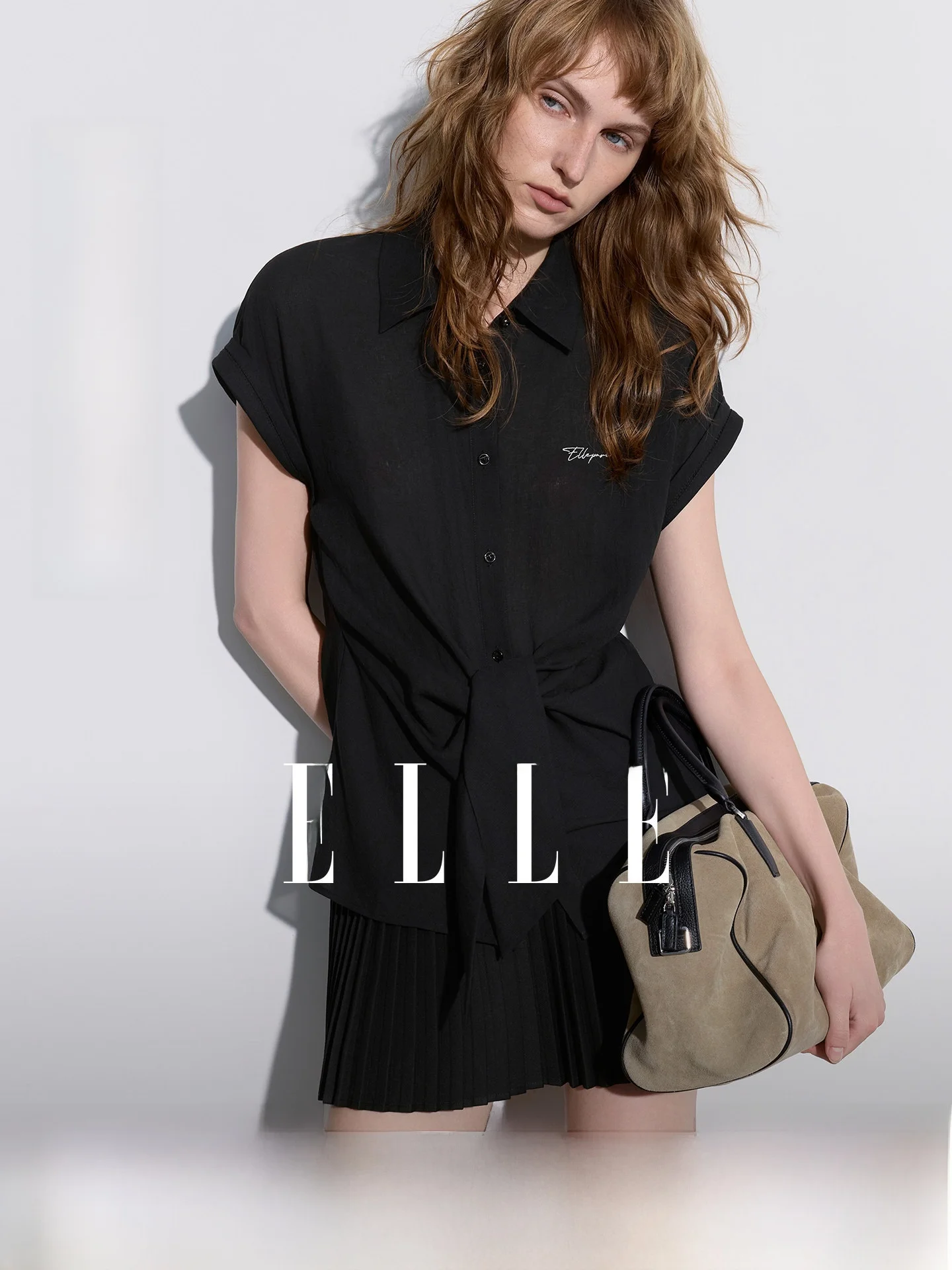 Elle Summer New Women's Shirt Bow Waist Embroidery Short Sleeve Silk Blend Casual Business Office Wear Micro Stretch - AliExpress Shirts & Blouses