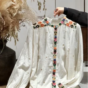 HEIDD Elegant Cotton Long Sleeve round Neck Embroidered Floral Shirt Women's Skin-friendly Breathable Spring Summer Fashion - AliExpress Shirts & Blouses