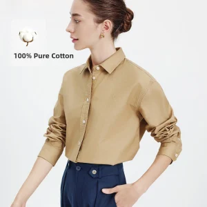 Navigare Pure Cotton Long Sve irt Women's Commute Sle Casual Loose Fit OL Faion Spring New Arrival - AliExpress Shirts & Blouses