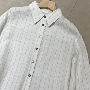 Women'S Spring/Summer 2026 New Linen Striped Long-Sleeved Shirt, Loose Fit, Simple, Commuter Top - AliExpress Shirts & Blouses