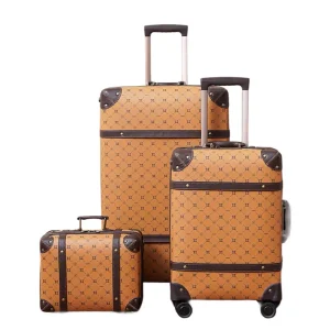 2-Piece Vintage PU Leather Rolling Luggage Set For Women & Men 24"/28" Inch Trolley Suitcase With 20 Inch Boarding Bag - AliExpress Luggage