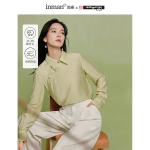 INMAN Neo-Chinese Style Women's blouses 2024 Autumn with 11.4% sheep wool Long Sleeve Shirt Vintage Tops - AliExpress Shirts & Blouses