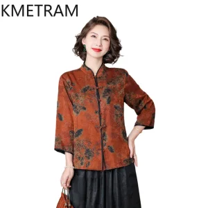 KMETRAM 100% Mulberry Silk Women Shirt 2026 Autumn New Chinese-style Retro Nine Quarter Sleeve Tops Woman Clothes Blusa Feminina - AliExpress Shirts & Blouses