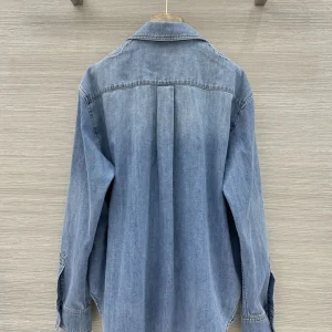 2026 Women Flower Beaded Denim Shirt Lace Spliced Single Breasted Long Sleeve Turn-down Collar Fashion Blouse - AliExpress Shirts & Blouses