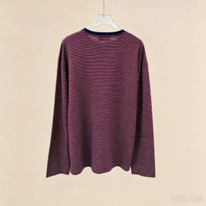 New wine red striped Henry collar long sleeved T-shirt made of pure cotton with loose shoulder and three button casual top women - AliExpress Shirts & Blouses
