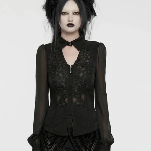 Gothic New Chinese Style Shirt Women's Design Sensation Small Elegant Top Hollow out Flared Sleeve Shirt Button Detail - AliExpress Shirts & Blouses