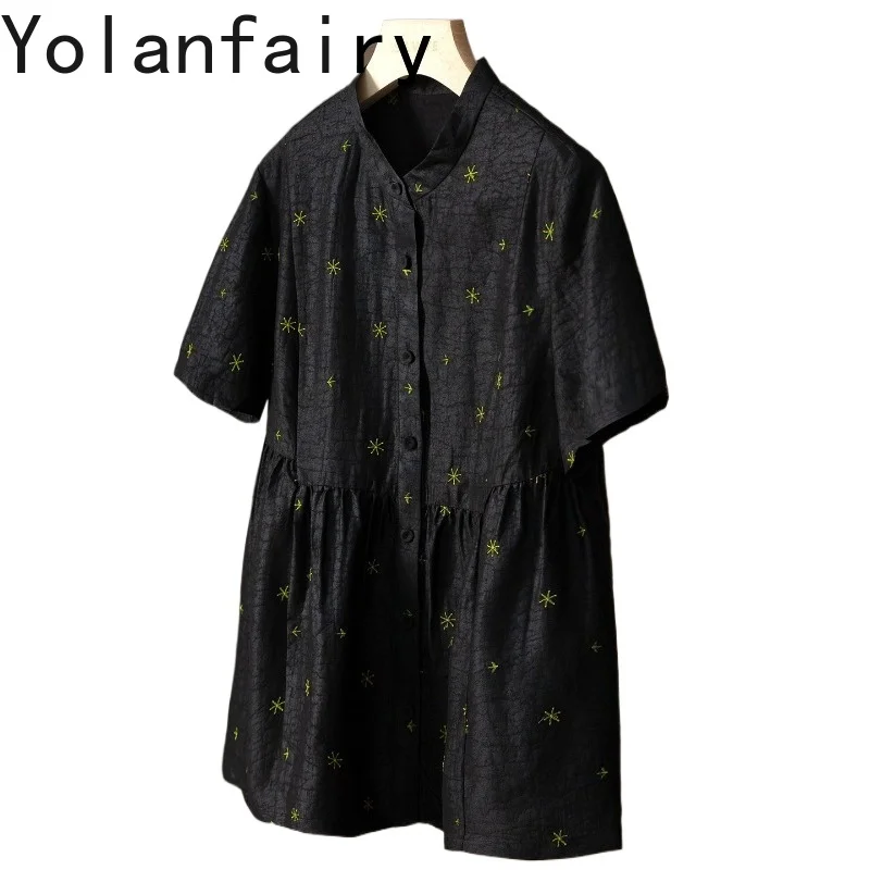 YOLANFAIRY Luxury 100% Mulberry Silk Shirts for Women Watered Gauze Summer Top Floral Embroidery Woman Blouses and Shirts 반팔 - AliExpress Shirts & Blouses