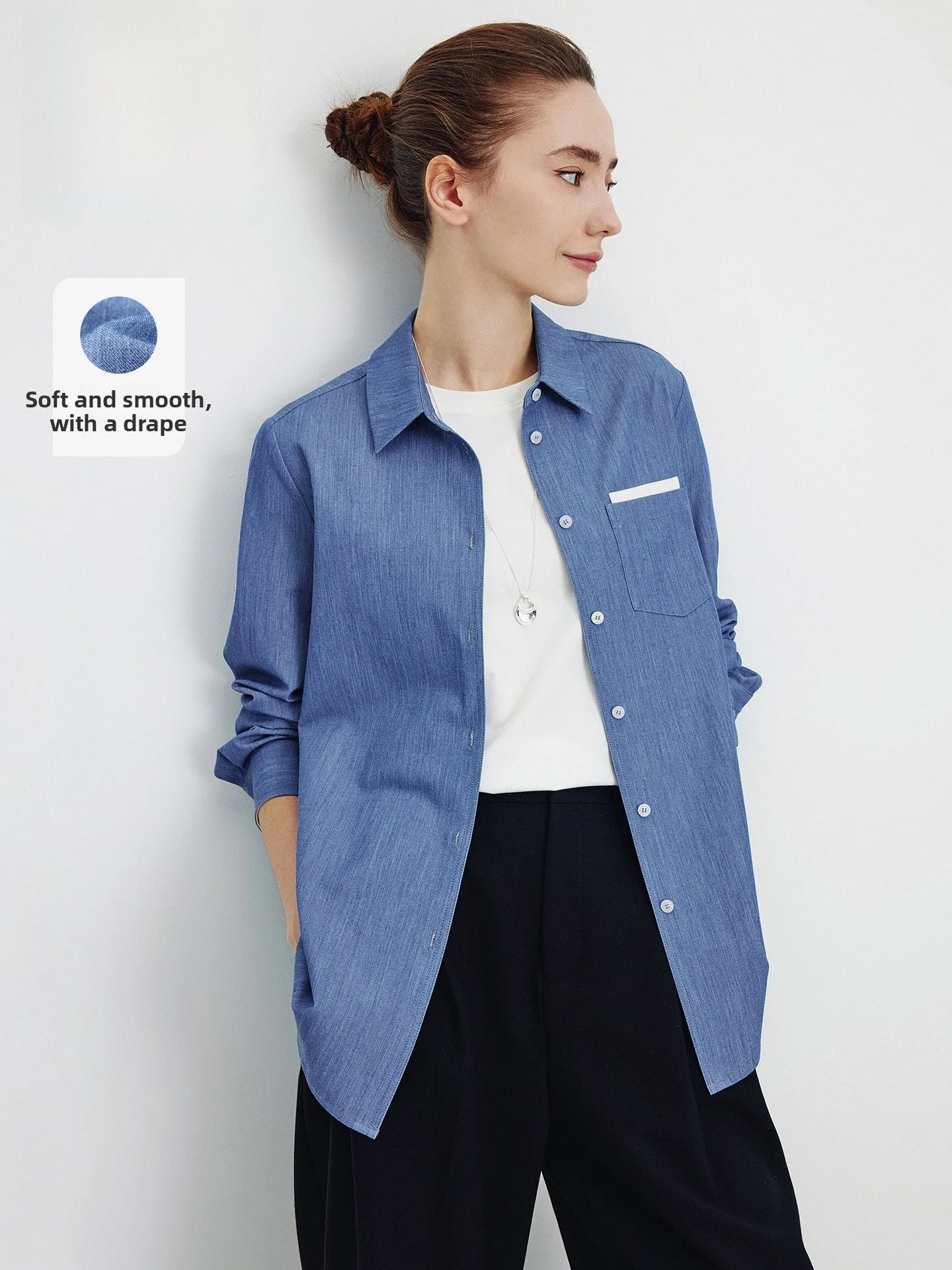 Navigare Ladies' Loose Long Sve irt Spring 2026 Commute Sle New Arrival Outerwear Coat Casual Busin Women's Faion - AliExpress Shirts & Blouses