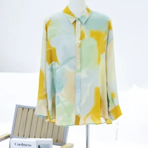 Winsleter-100%Real Silk Double Crepe Elegant Shirt, Turn-down Collar Print, Women French Loose Blouse, 2026 Spring New T63009CC - AliExpress Shirts & Blouses