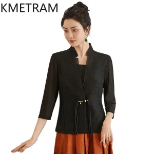 KMETRAM 100% Mulberry Silk Xiangyunsha Blouses Women 2026 Summer New Chinese-style Three Quarter Sleeved Shirts Blusa Feminina - AliExpress Shirts & Blouses