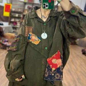 Spring Pure Linen Bean Dye Cloth Vintage Floral Cusized Tailoring Welcome Spring Jaet Women's Casual  Collar irt - AliExpress Shirts & Blouses