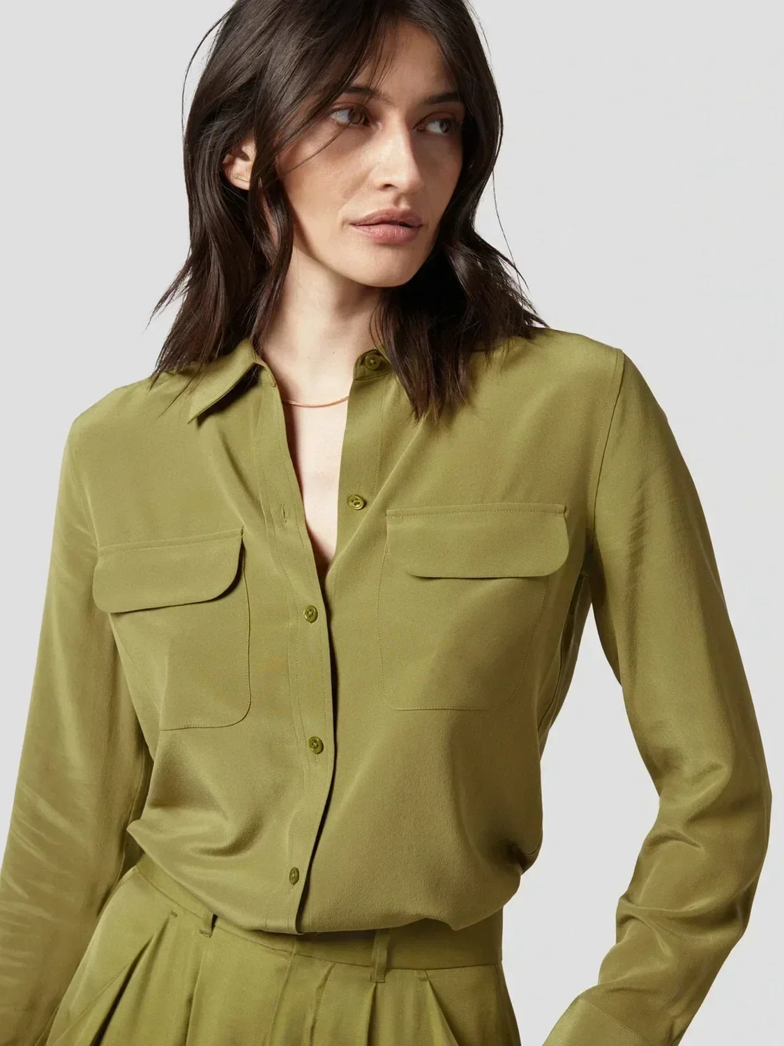 39 Colors Option Draped Sand-washed Mulberry Silk Shirt Women Blouse Classic Double-pockets Solid Color Long-sleeved Silk Shirt - AliExpress Shirts & Blouses