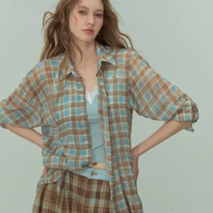 Lulusmiracle Duprin Shirt Lightweight Checkered Sun Protection Loose Style Summer Shirt Coat Women's Fashion Polyester Fiber - AliExpress Shirts & Blouses
