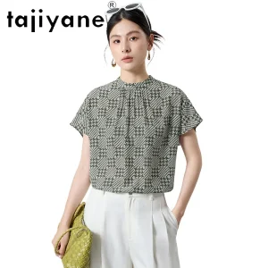 TAJIYANE 100% Mulberry Silk Shirts for Women Fashion Houndstooth Print Blouse Elegant Summer Ladies Tops 2026 Woman Clothes 셔츠 - AliExpress Shirts & Blouses