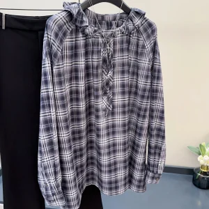 Hong Kong Style Plaid Shirt Removable Collar Breathable Cotton Simple Lady Elegant Top Color Matching Spring Summer Women's S... - AliExpress Shirts & Blouses
