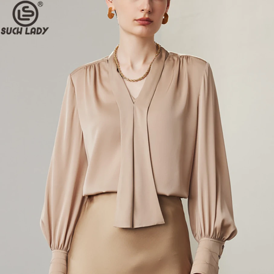 90% Real Natural Silk 10% Spandex Women's Shirt V Neck Sashes Long Sleeves Elegant Blouse Tops - AliExpress Shirts & Blouses