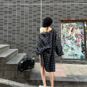 Loose Long Sleeve Plaid Shirt Women's Spring Casual Style Polyester Fiber Breathable Comfortable Warden Free Gene Black - AliExpress Shirts & Blouses