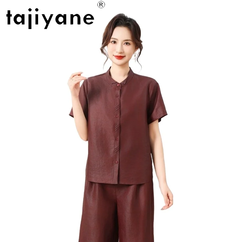 TAJIYANE 100% Mulberry Silk Shirts for Women Elegant Red Shirt Short Sleeves Summer Tops High Quality Woman Clothes 2026 рубашка - AliExpress Shirts & Blouses