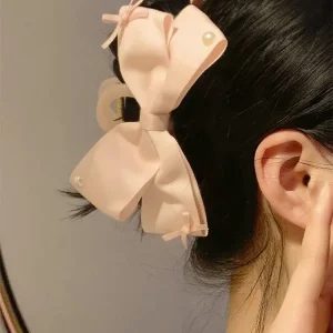 Pearl Hair Clip with Pink Bow Luxury Hair Accessory for Women Sweet Girl's Hairpin with Unique Design - AliExpress New Headwear