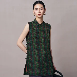 Annibycn Traditional Chinese Style Silk Xiangyun Shirt Women's Sleeveless Top with Button Mid-Length Stand Collar Summer Fashion - AliExpress Shirts & Blouses